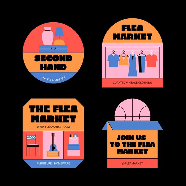 Hand drawn flea market design template