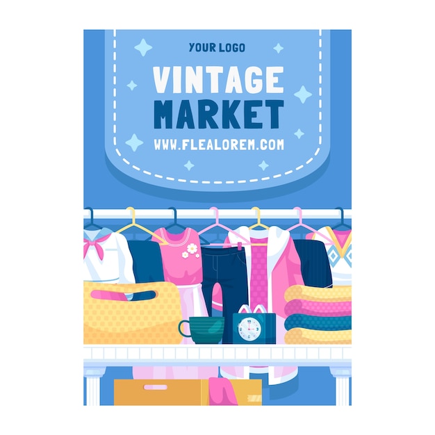 Hand drawn flea market design template