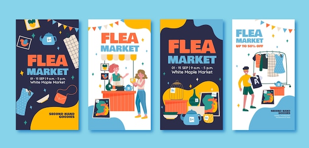 Free vector hand drawn flea market design template