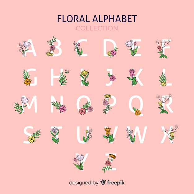 Hand drawn floral alphabet