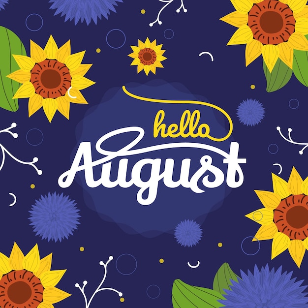 Free vector hand drawn floral august lettering