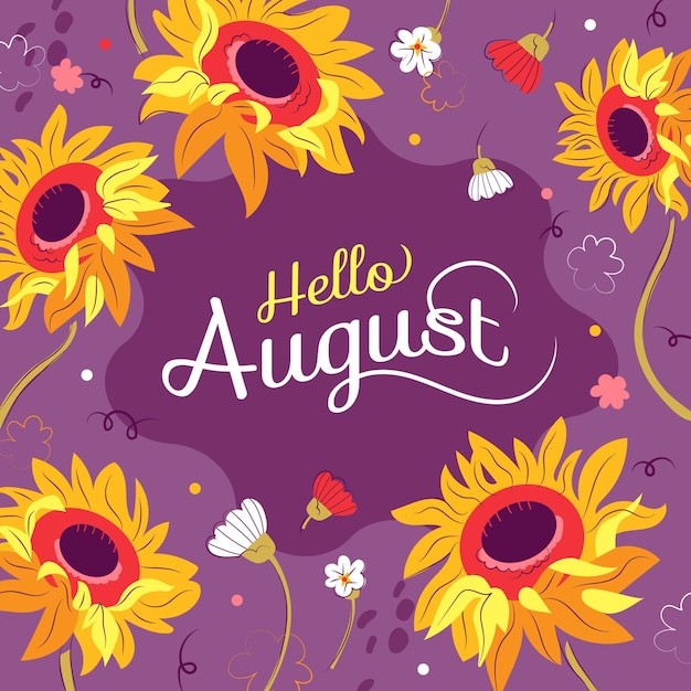 Free vector hand drawn floral august lettering