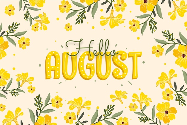 Free vector hand drawn floral august lettering