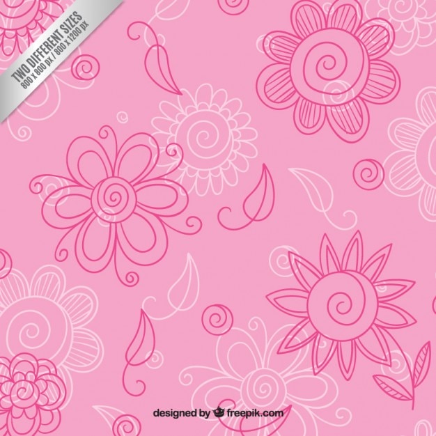 Hand drawn floral background in pink tones