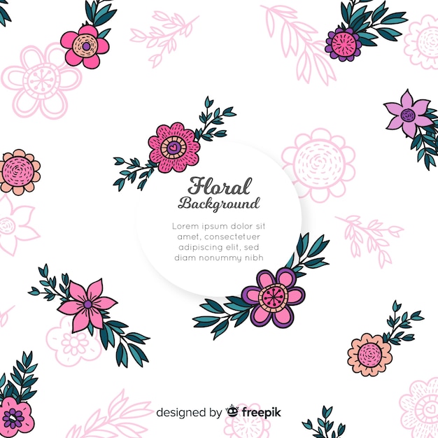 Hand drawn floral background template