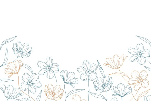 Hand drawn floral background with copy space
