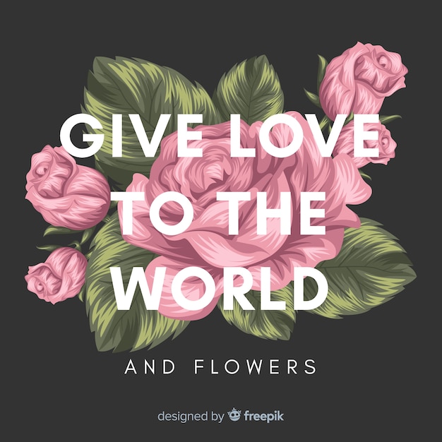 Hand drawn floral background with slogan
