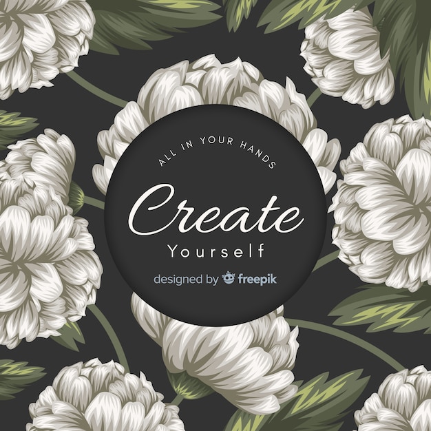 Hand drawn floral background with slogan