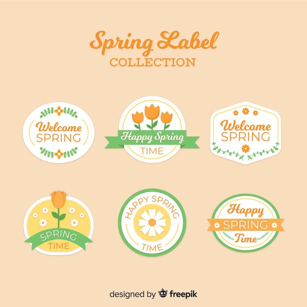 hand drawn floral badges collection