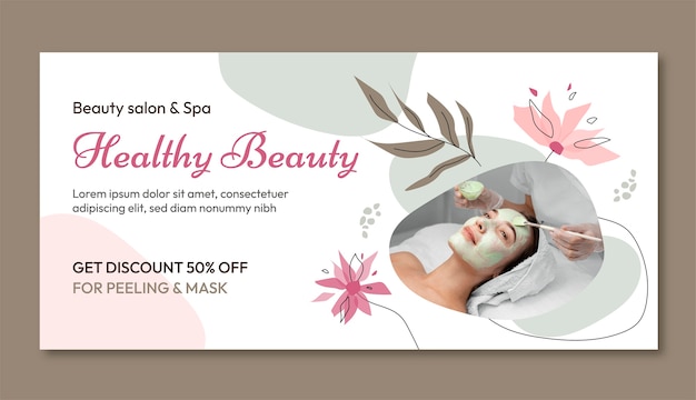 Hand drawn floral beauty salon sale banner