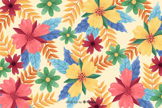 Hand-drawn floral blossom wallpaper