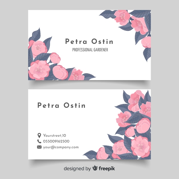 Free vector hand drawn floral business card template