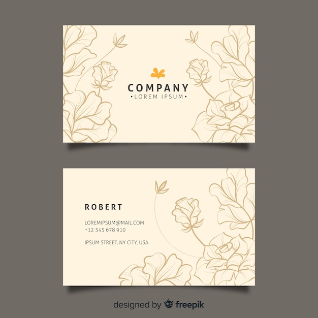 Free vector hand drawn floral business card template