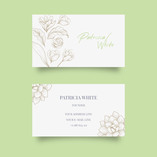 Free vector hand drawn floral business card template