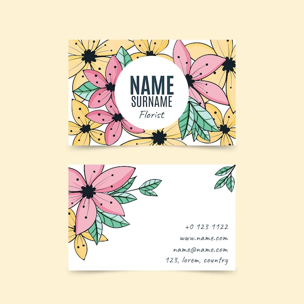 Free vector hand drawn floral business card template