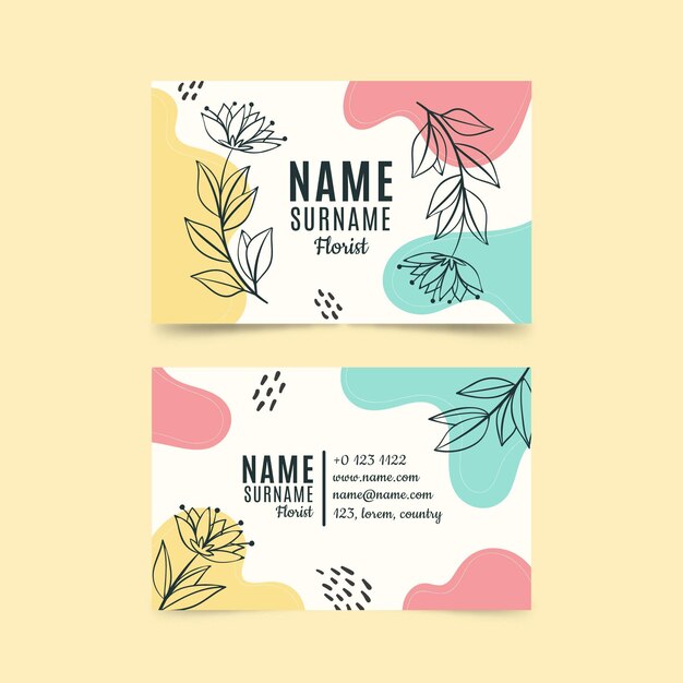 Hand drawn floral business card template