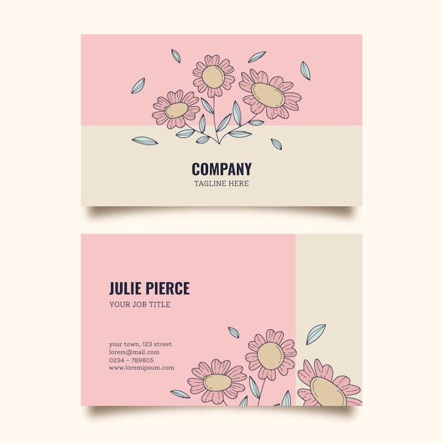 Free vector hand drawn floral business cards template
