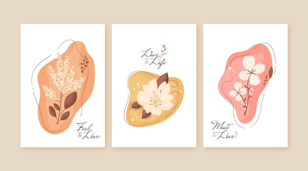 hand drawn floral cards collection