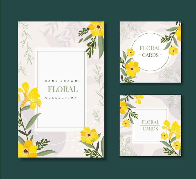 Hand drawn floral cards collection