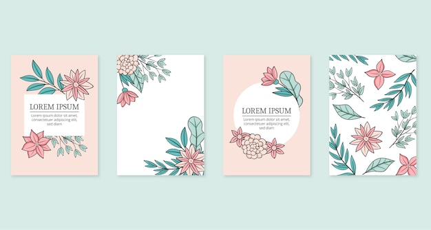 Free vector hand drawn floral cards collection