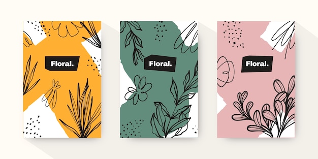 Hand drawn floral cards collection