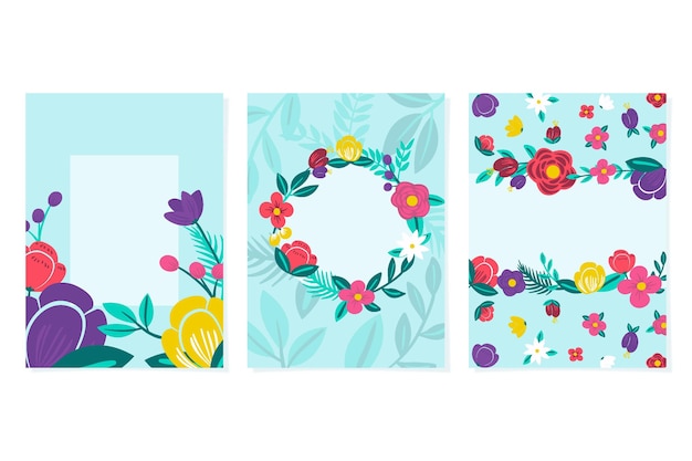 Free vector hand drawn floral cards collection