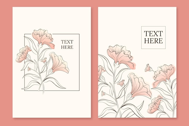 손으로 그린 꽃 카드 컬렉션