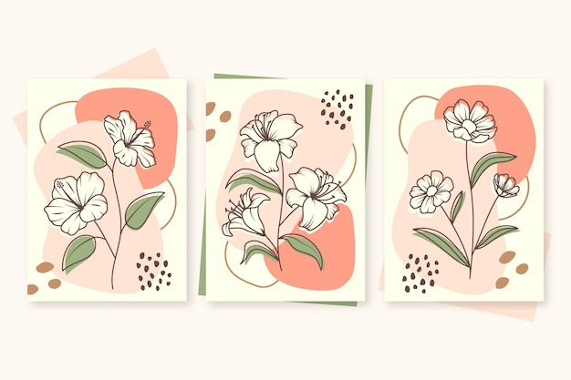 Free vector hand drawn floral cards collection