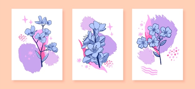 Free vector hand drawn floral cards collection