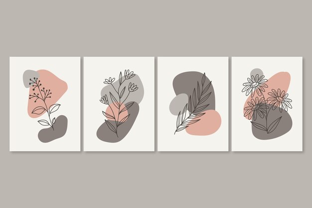 Hand drawn floral cards collection