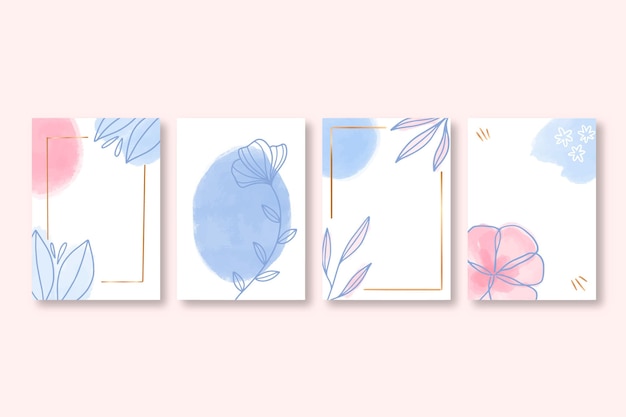 손으로 그린 꽃 카드 컬렉션