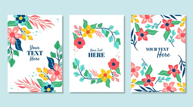 Hand drawn floral cards collection