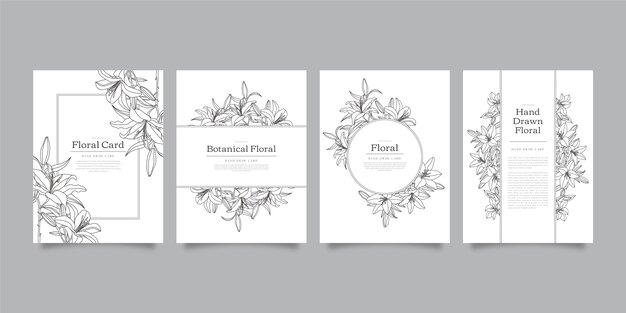 Hand drawn floral cards collection