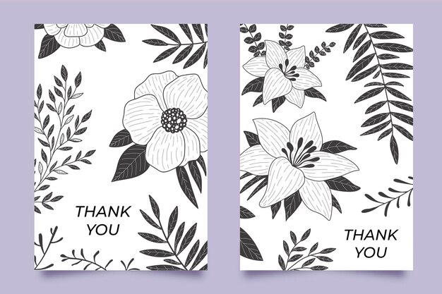 Hand drawn floral cards