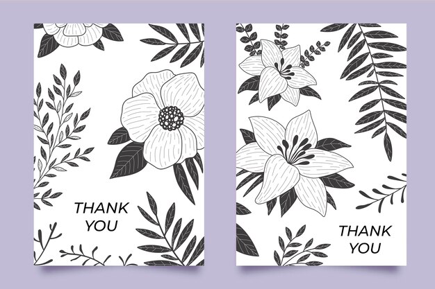 手描きの花柄のカード