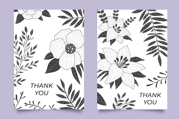 Hand drawn floral cards