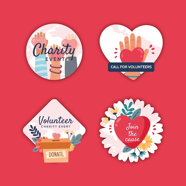 Free vector hand drawn floral charity event labels template