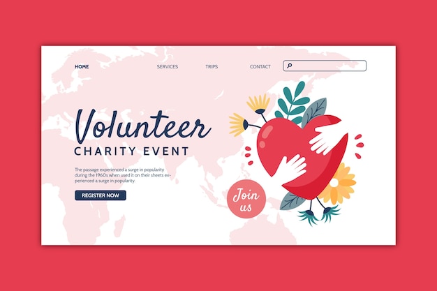 Free vector hand drawn floral charity event landing page