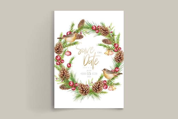 Hand drawn floral christmas card