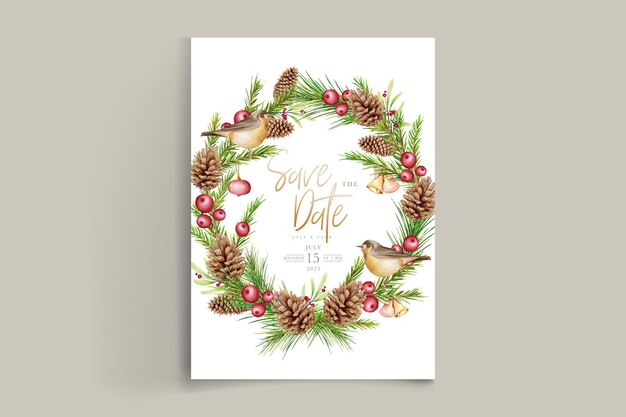 hand drawn floral christmas card