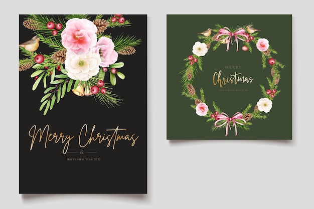 Hand drawn floral christmas design