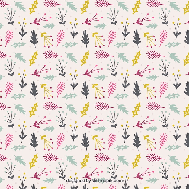 Free vector hand drawn floral christmas pattern