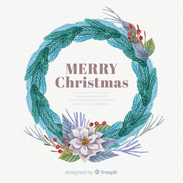 Hand drawn floral christmas wreath 