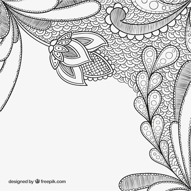 Hand drawn floral decoration background