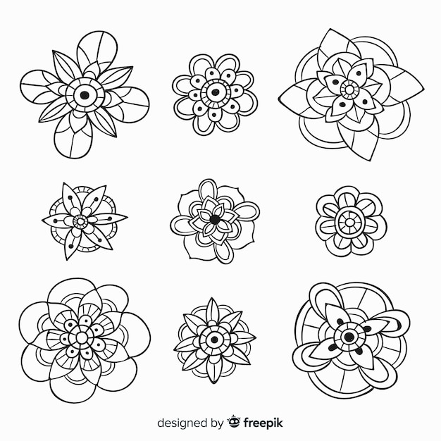 Free vector hand drawn floral decoration element collection