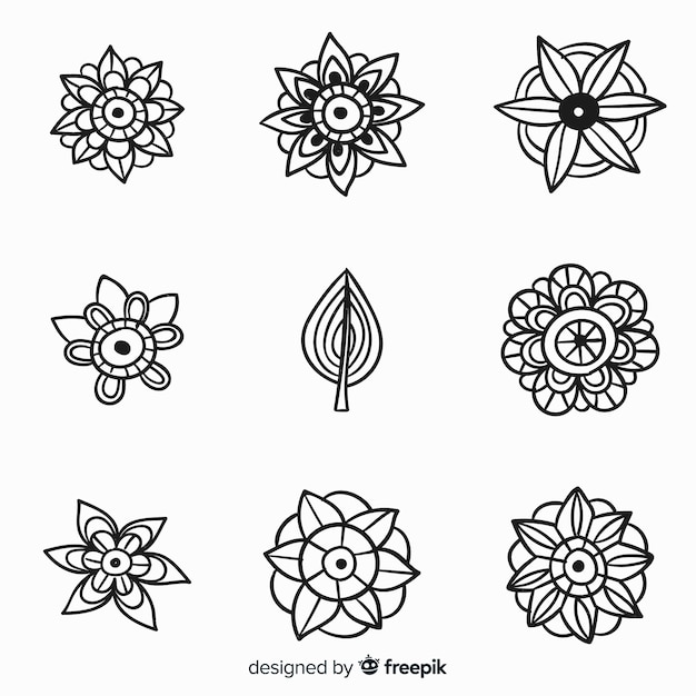 Free vector hand drawn floral decoration element collection