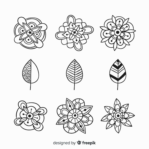 Free vector hand drawn floral decoration element collection