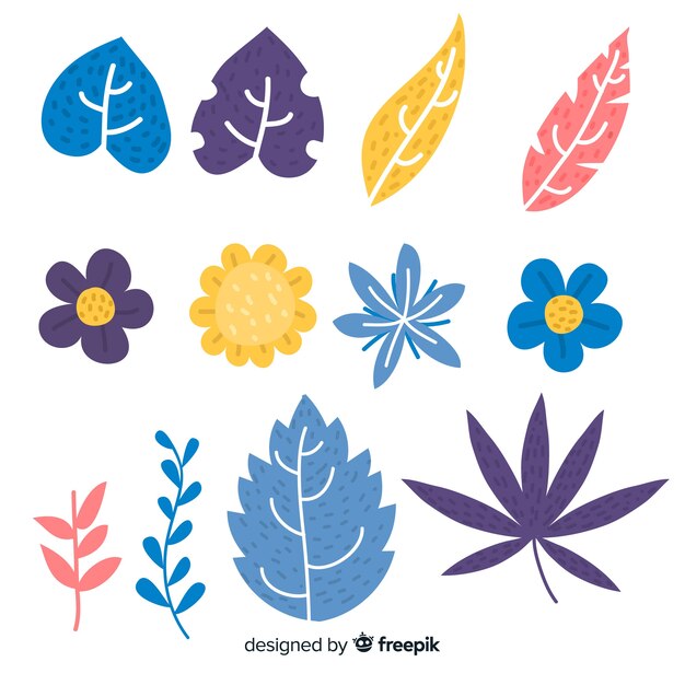 Free vector hand drawn floral decoration element set