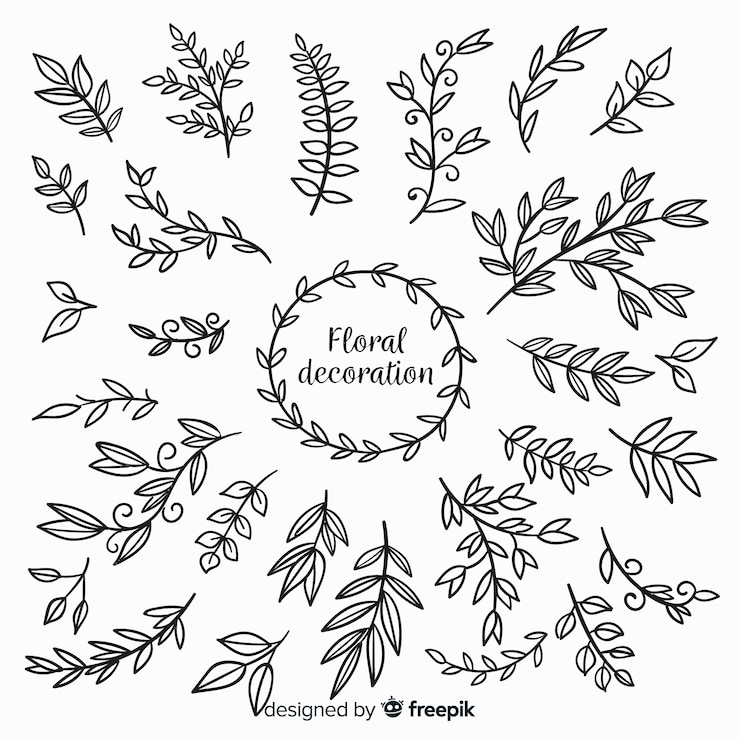 無料Vector 手描きの花飾りの要素