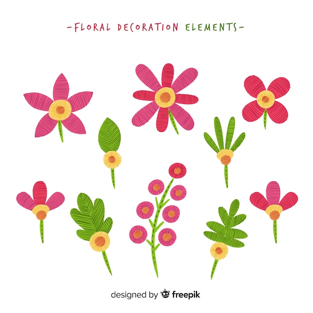 Hand drawn floral decoration elements